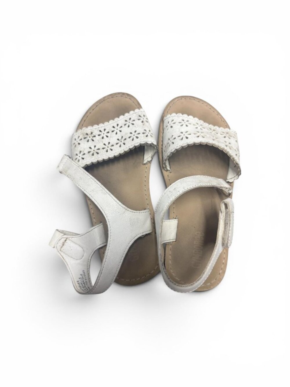 Gymboree Girls White Faux Leather Eyelet Cutout Strappy Sandals Shoes Size 13